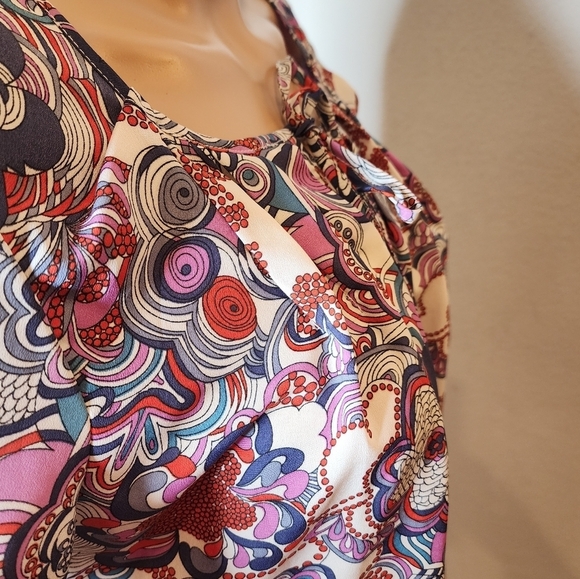 Liberty of London × Target 3/4 Sleeve pleated blouse.  Ruffle hem.  Size medium. - Picture 2 of 15